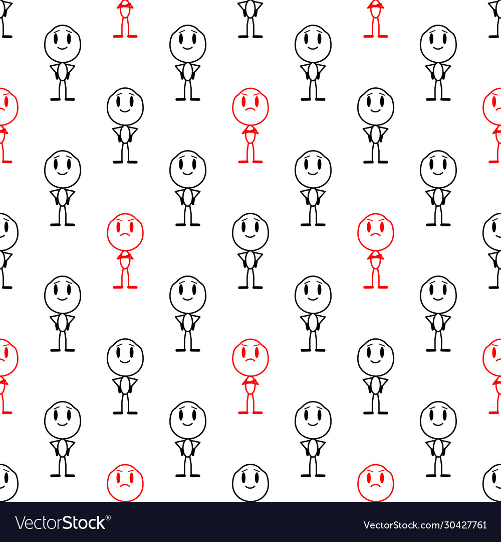 Seamless pattern with smiling man and displeased