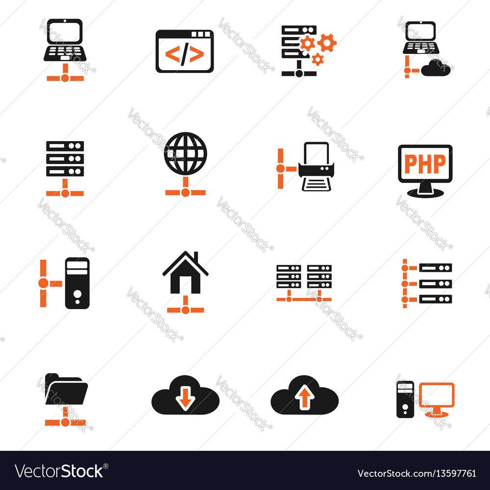 Server icon set vector image Server icon set