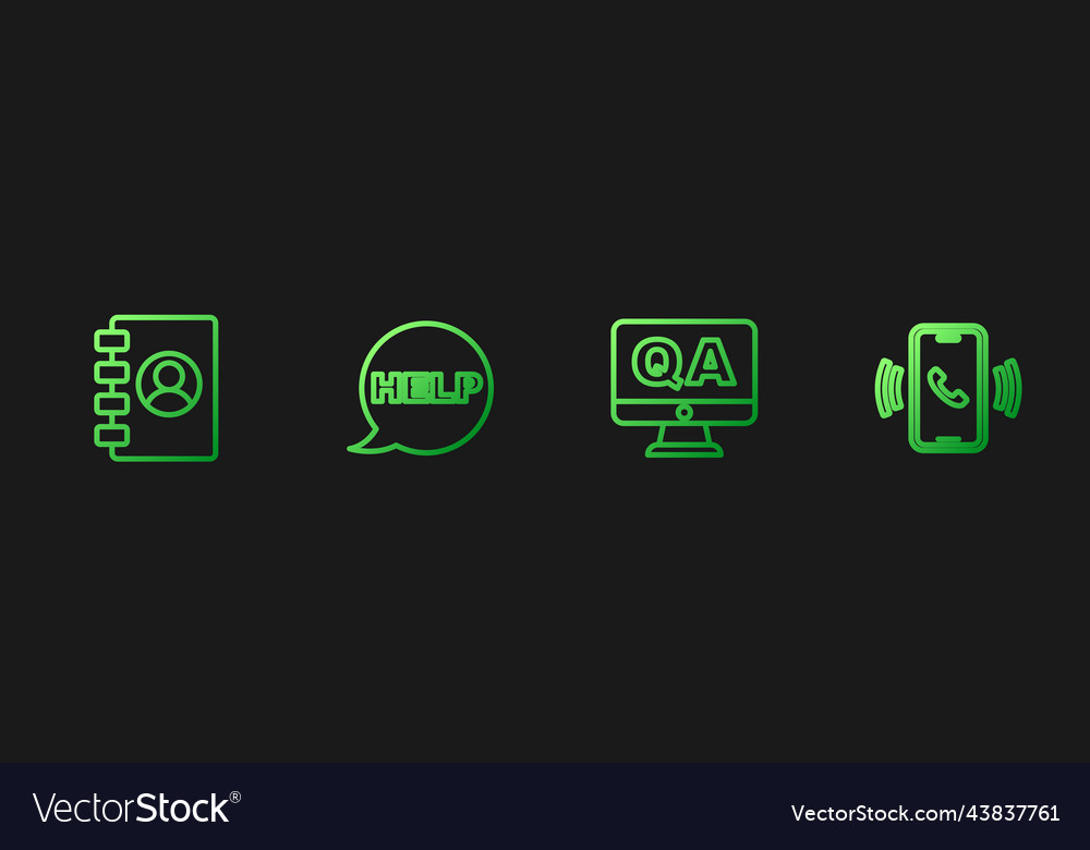 Set line question and answer address book speech vector image Set line question and answer address book speech