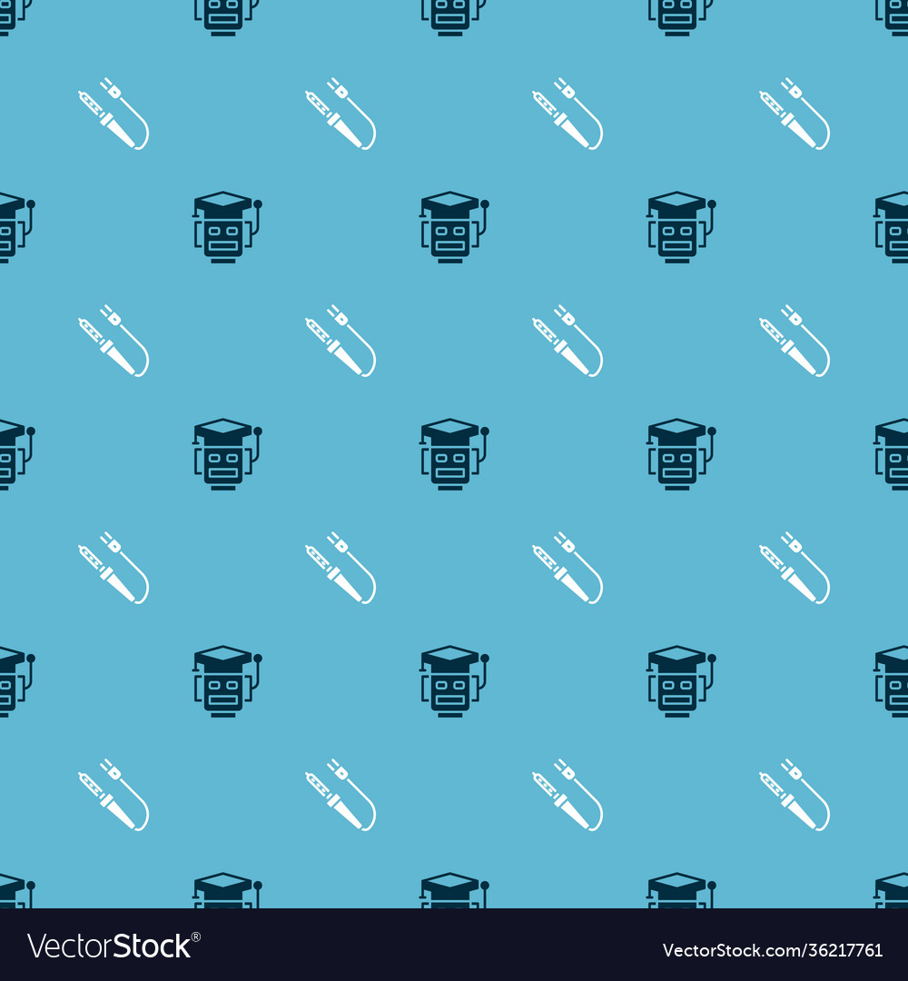 Set robot and soldering iron on seamless pattern