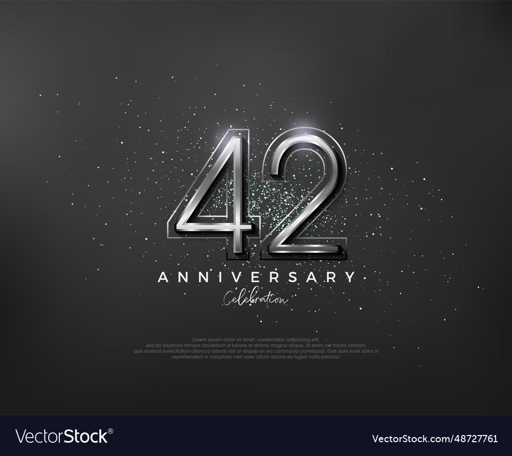 Silver metallic number design premium number 42nd Vector Image