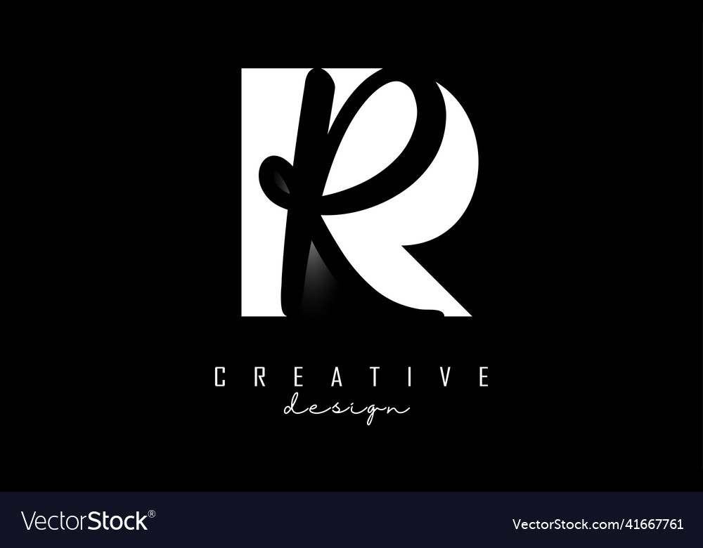 White and black letters rr logo with a minimalist Vector Image