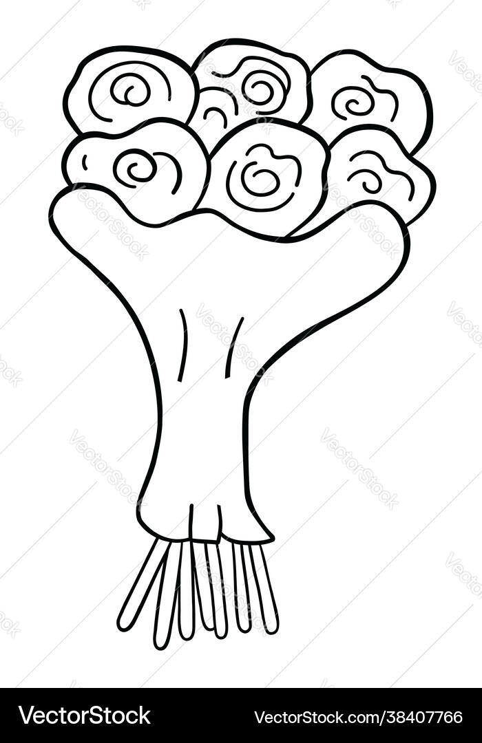 Cartoon a bouquet roses Royalty Free Vector Image