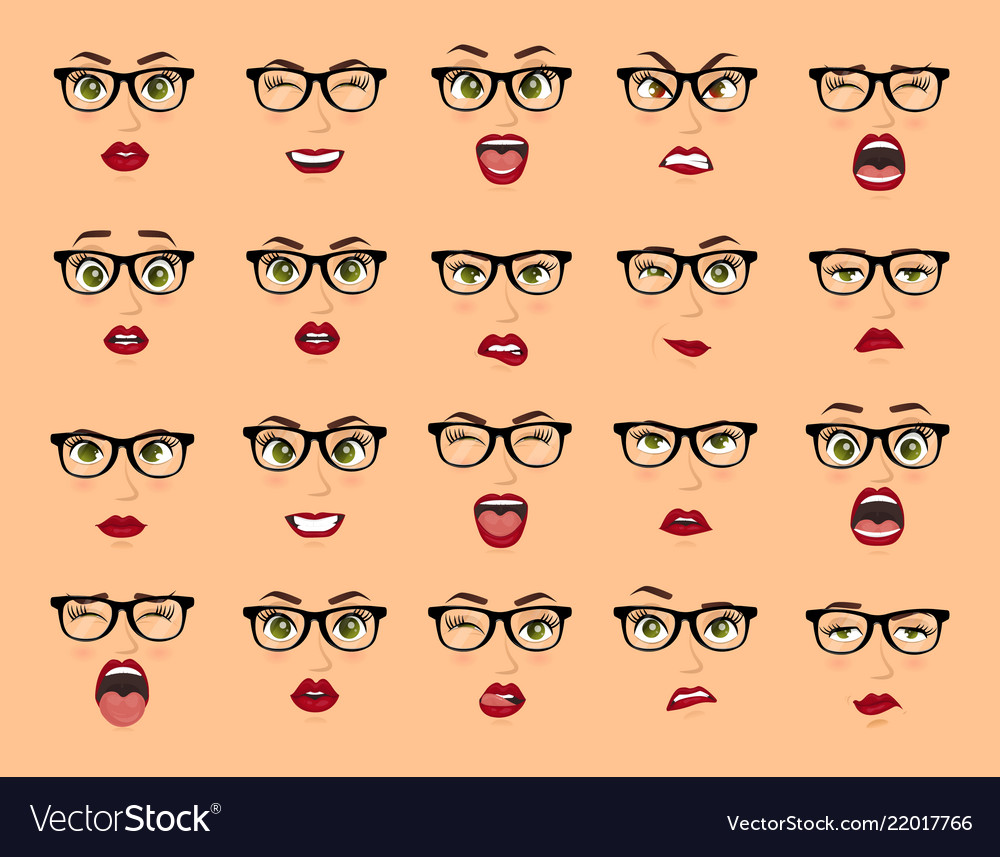 Cartoon Frau mit Diverse Emotionen