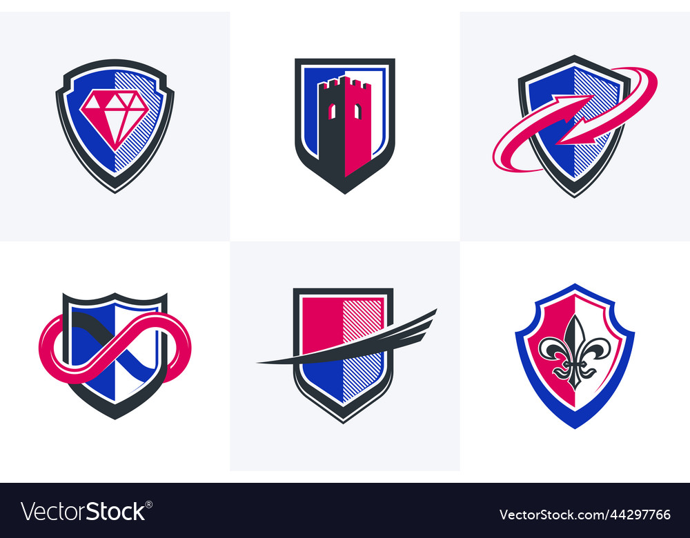 Classic shields shapes set with different Vector Image Classic shields shapes set with different