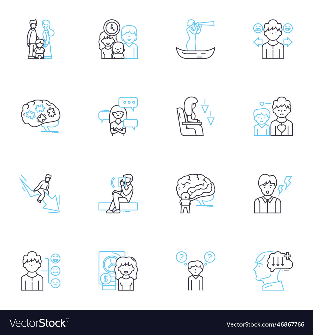 Cognitive science linear icons set perception Vector Image Cognitive science linear icons set perception