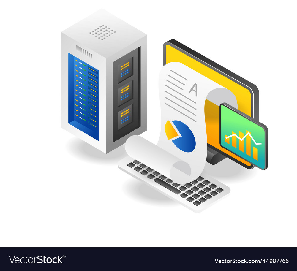 Concept inometric of cloud server data analysis vector image Concept inometric of cloud server data analysis