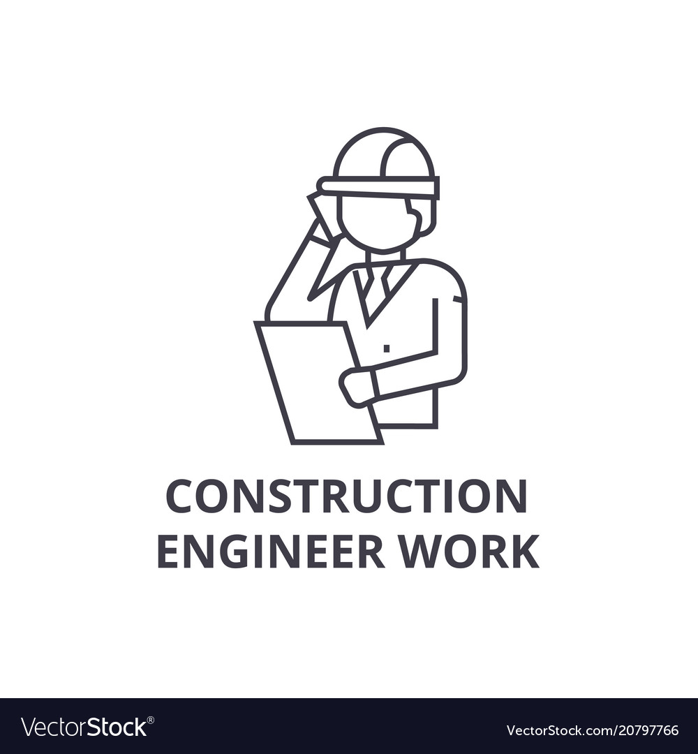 Construction engineer talk line icon sign Vector Image