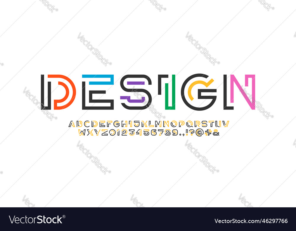 Digital style alphabet game font from line