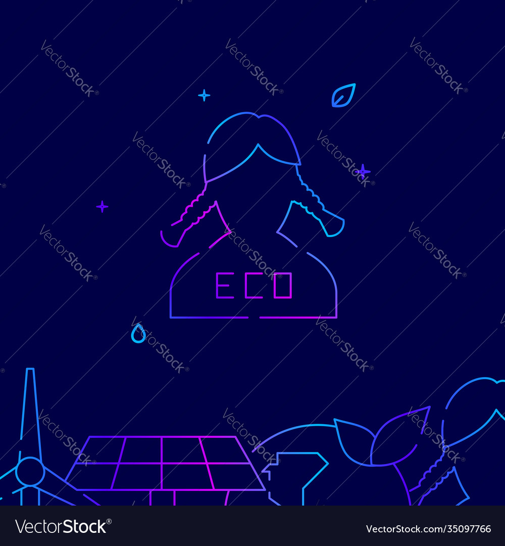 Eco activist girl gradient line icon