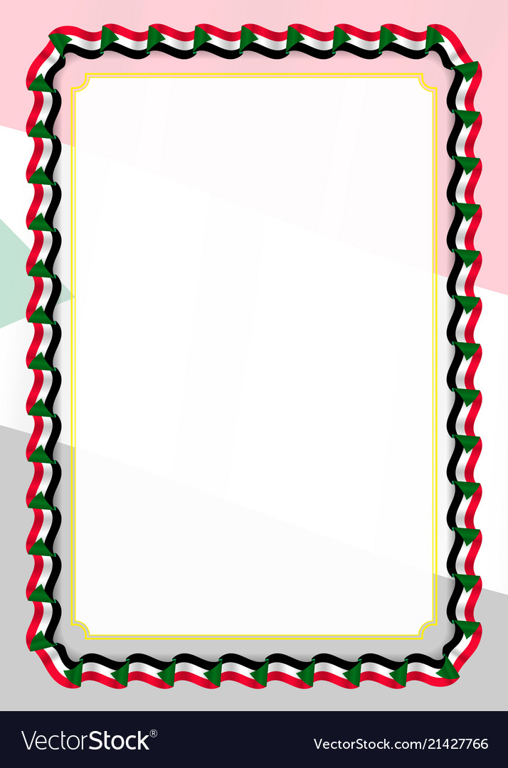 Frame and border of ribbon with sudan flag Vector Image