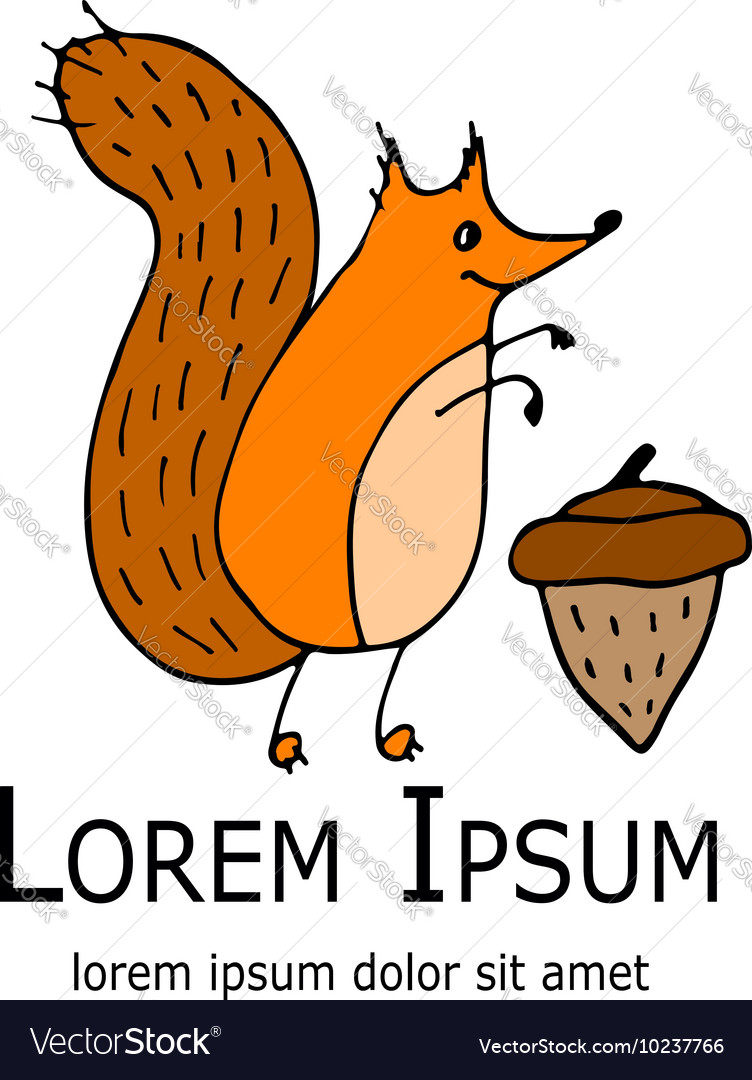 Funny squirrel with nut for your design