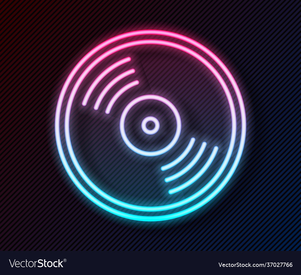 Glowing neon line vinyl disk icon isolated Vector Image