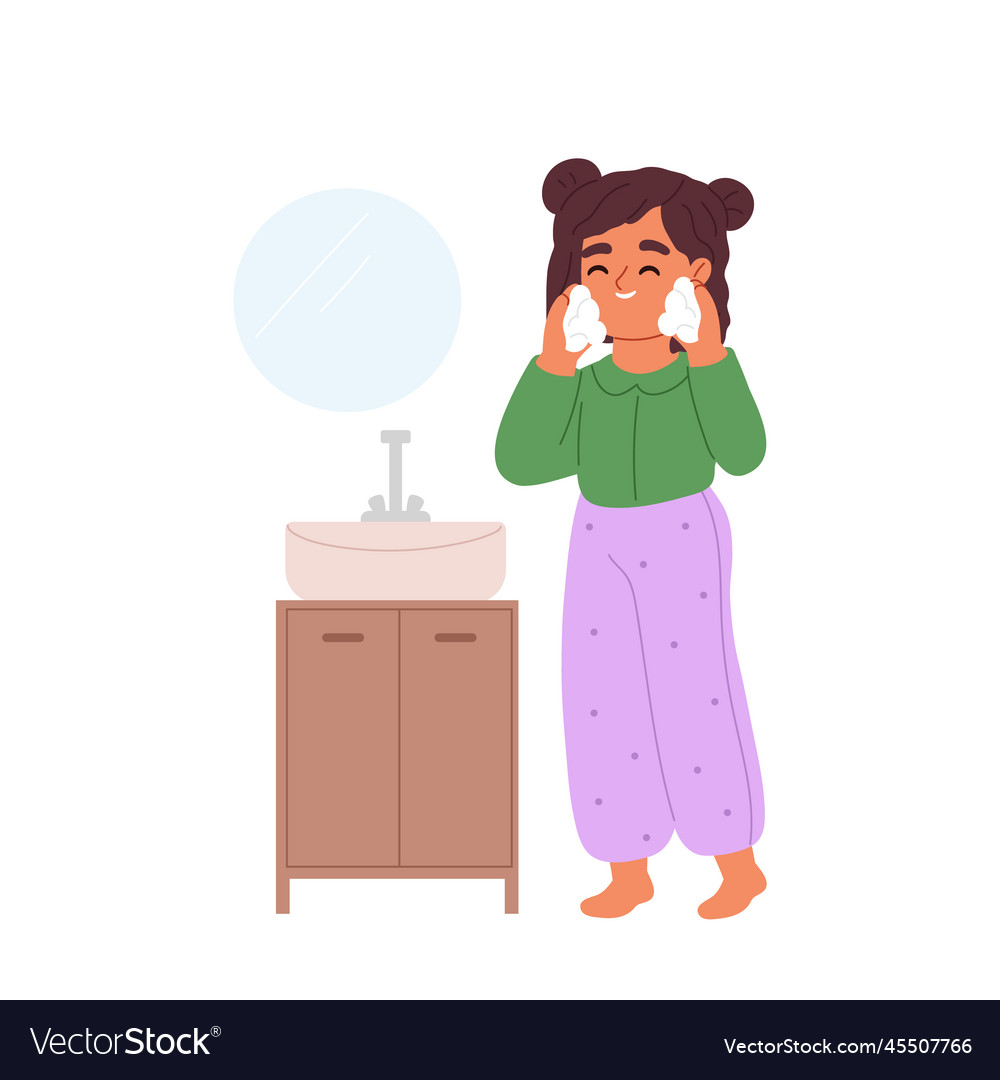 Little Girl Washing Face with Soap