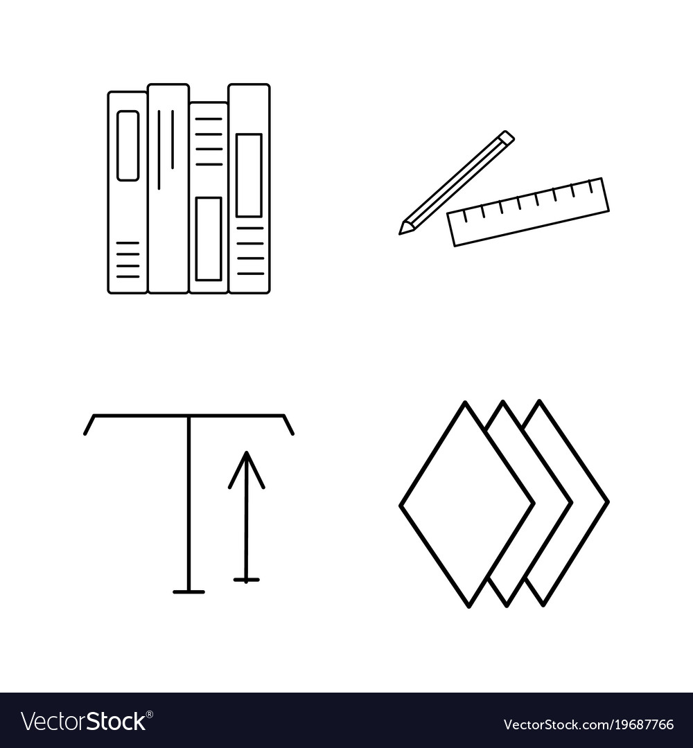 Office simple linear outline icon set