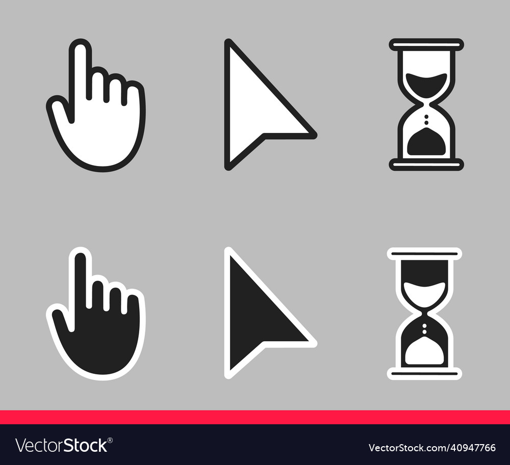 Pointer hand arrow and hourglass loading clock vector image Pointer hand arrow and hourglass loading clock
