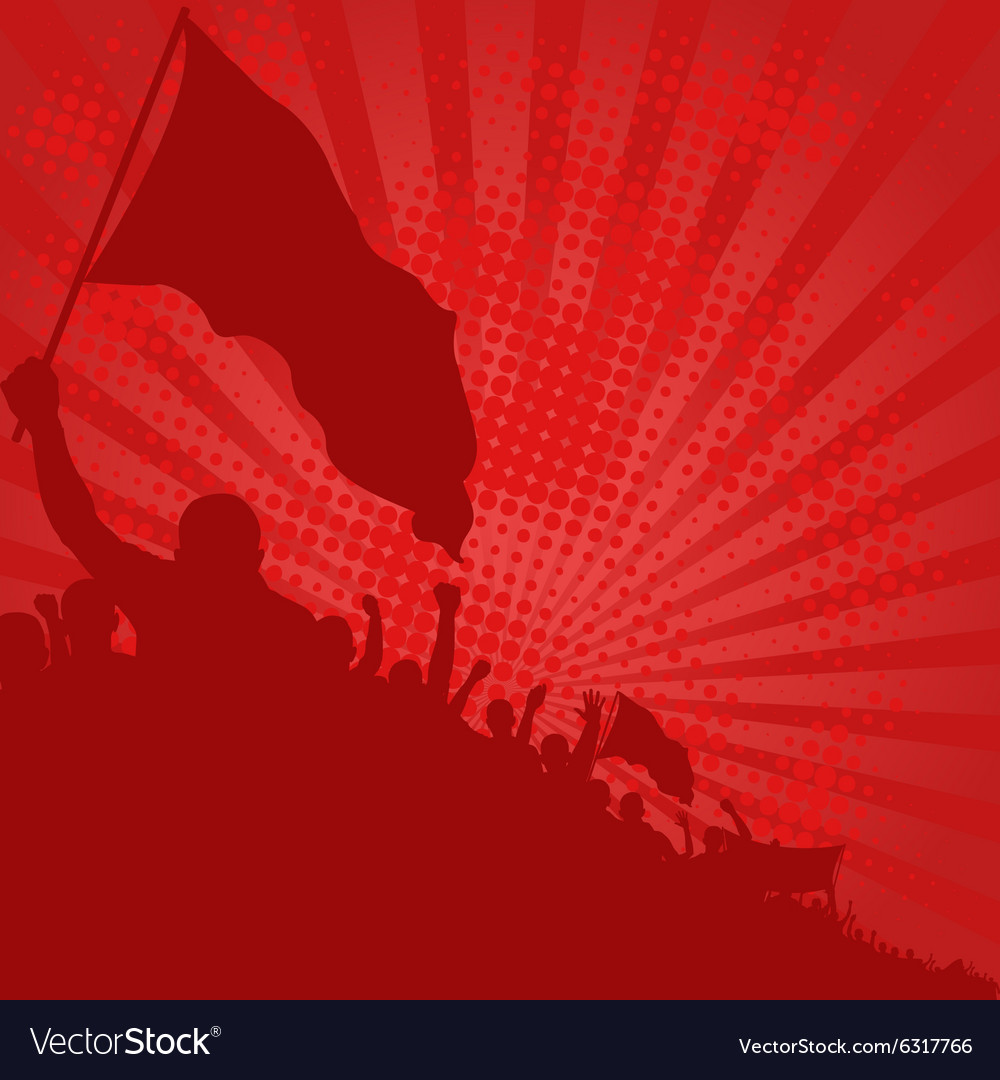 Red background with demonstrators Royalty Free Vector Image