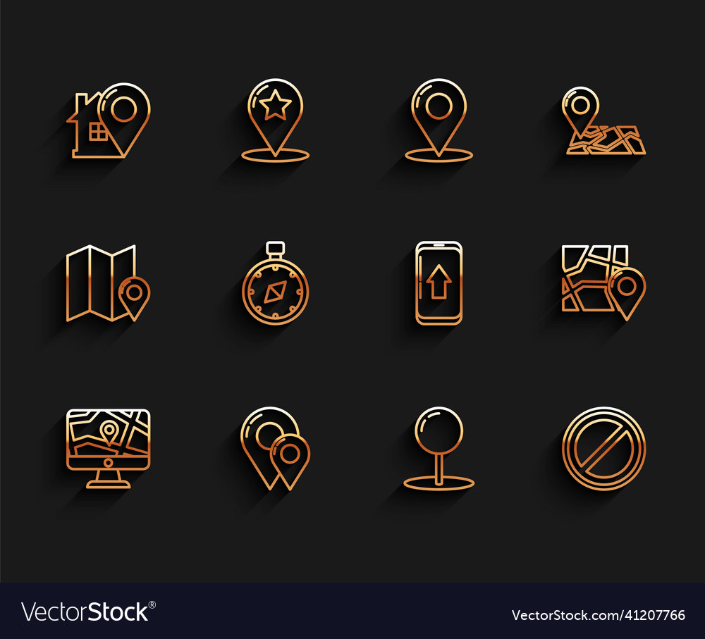 Set line monitor and folded map with location vector image Set line monitor and folded map with location
