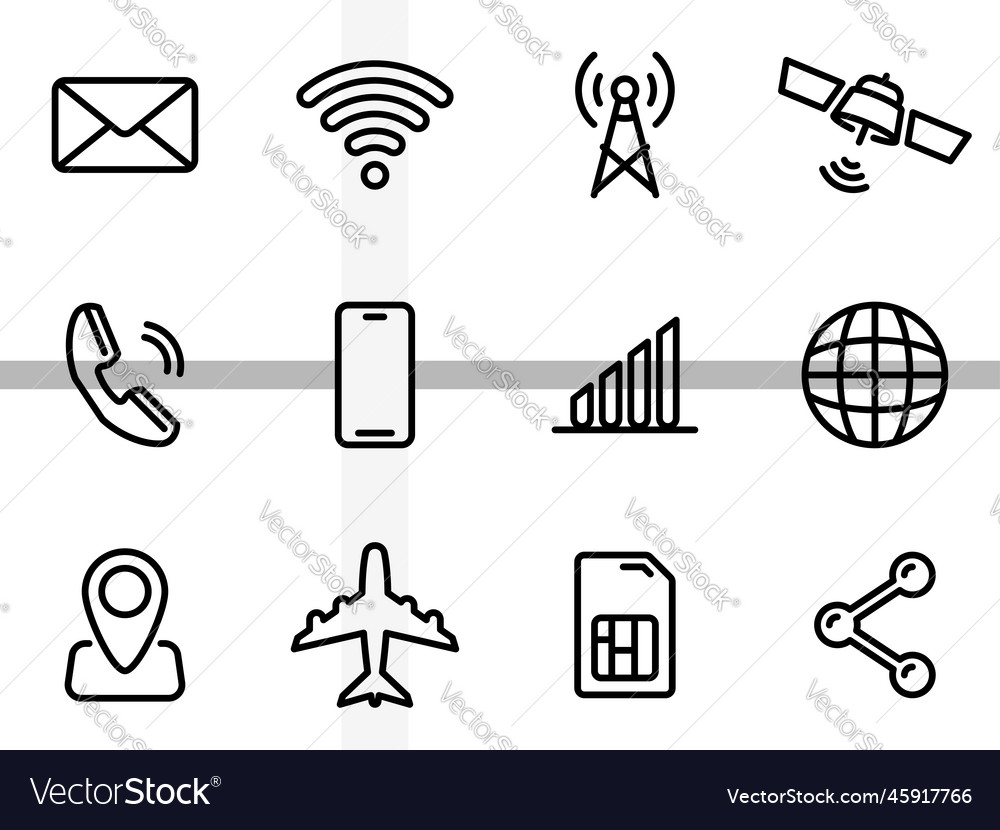 Simple icons flat on a theme basic mobile vector image Simple icons flat on a theme basic mobile