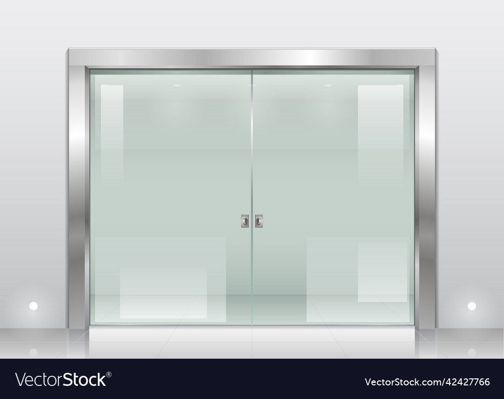 Steel portal and glass sliding wide door Vector Image