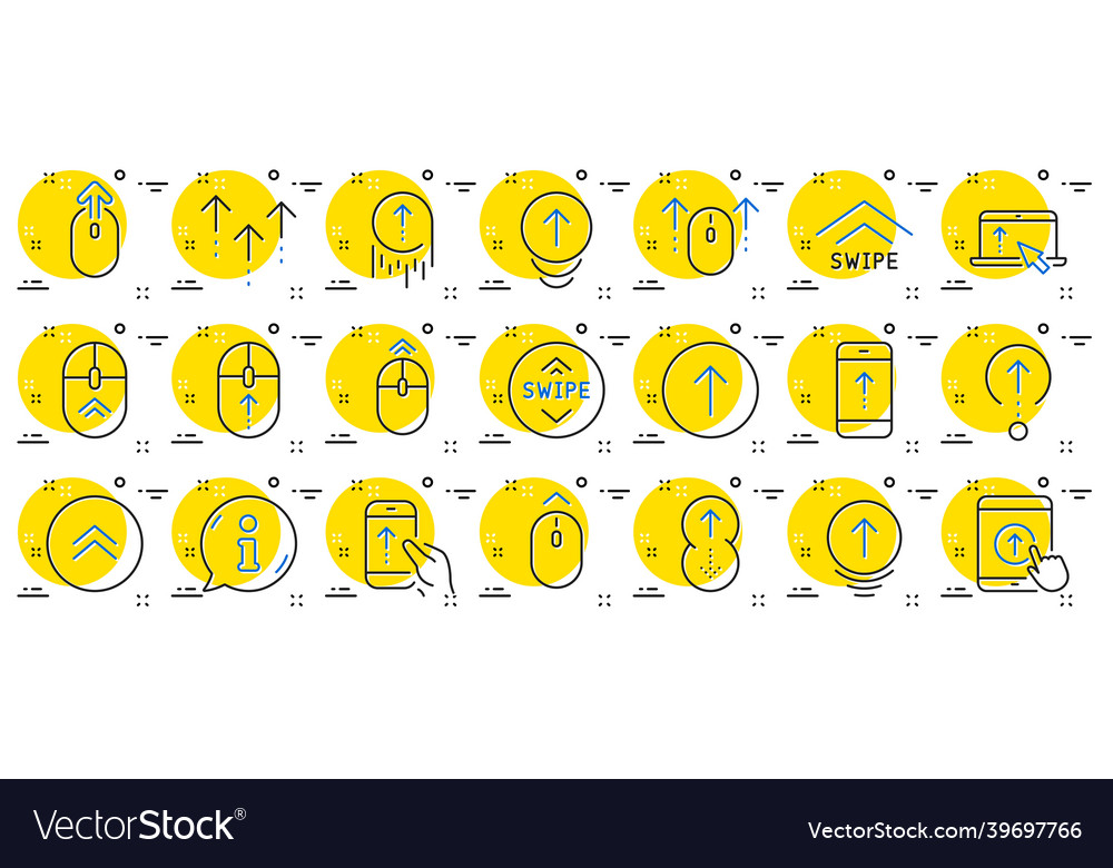 Swipe up line icons scrolling mouse landing page vector image Swipe up line icons scrolling mouse landing page