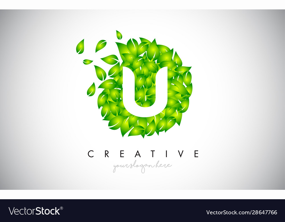 U grün Blatt Logo Design eco mit mehreren