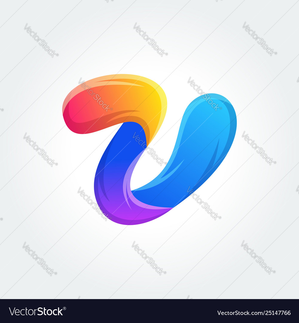 V colorful logo design icon concept template