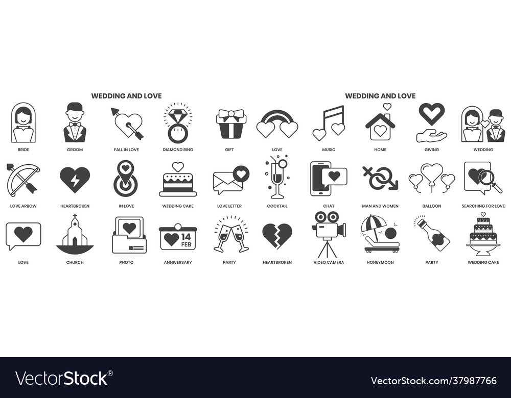 Wedding icons set for business