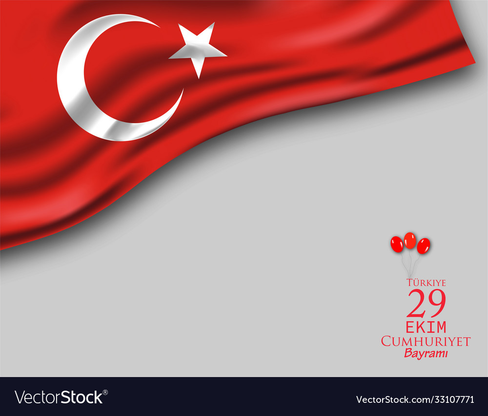 29 october republic day turkey written in turkish Vector Image