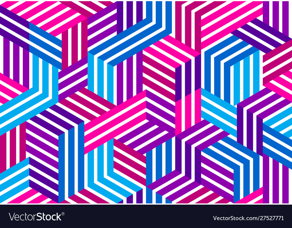 3d cubes seamless pattern background lined