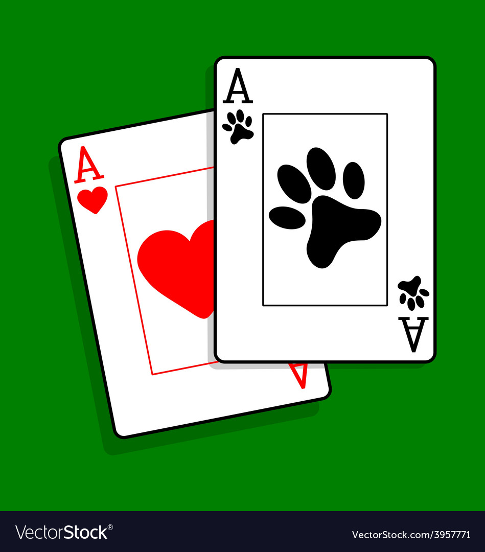 Ace of paws playing cards Royalty Free Vector Image