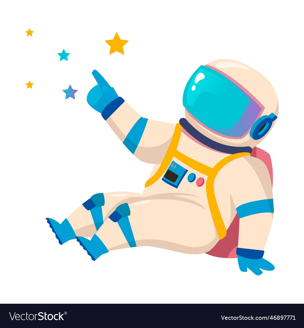 Astronaut character counting the stars exploring Vector Image Astronaut character counting the stars exploring