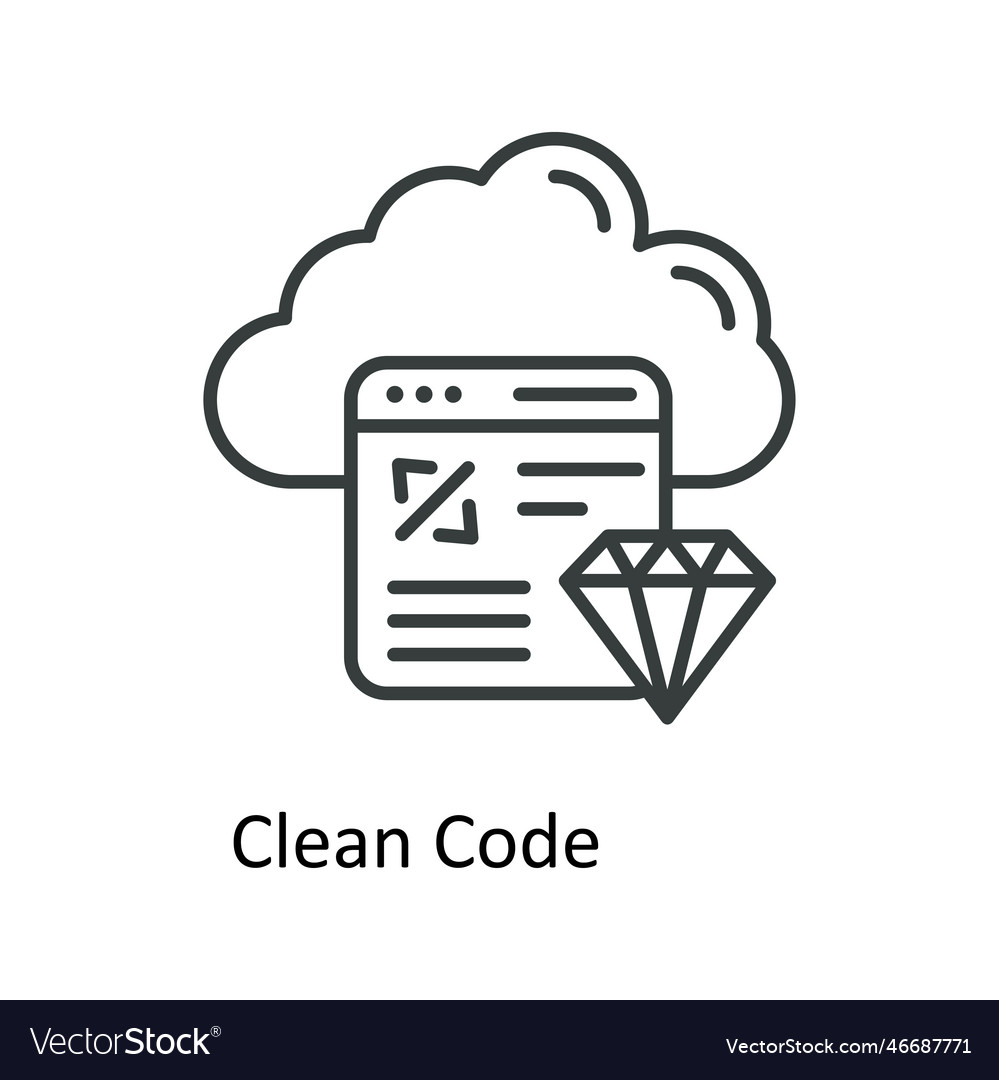 Clean code outline icons simple stock i