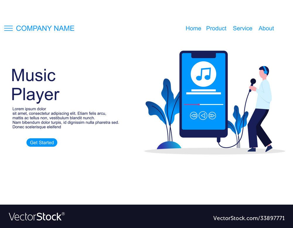 Concept music player apps for website Vector Image Concept music player apps for website