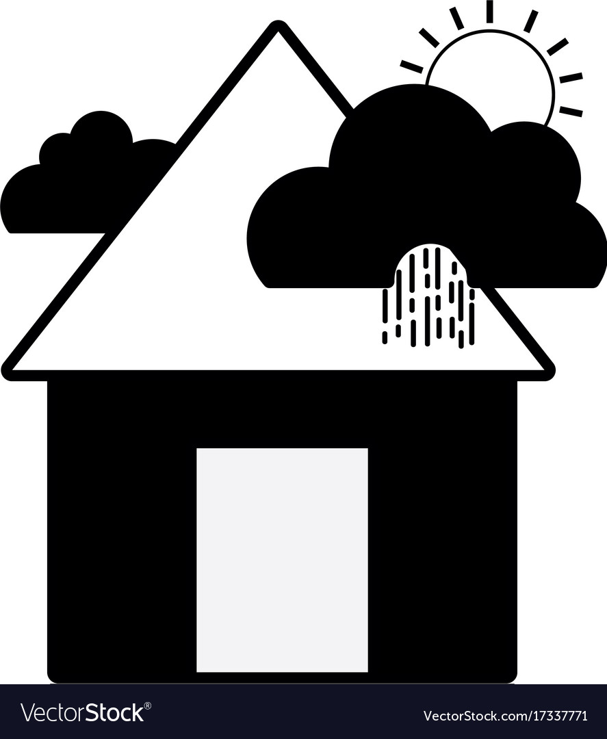 Contour Haus mit Wolken Regen und Sonne tropische