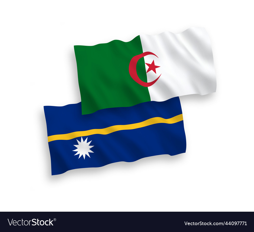 Flaggen von republik nauru und algeria auf einem weißen Vector Image Flaggen von republik nauru und algeria auf einem weißen