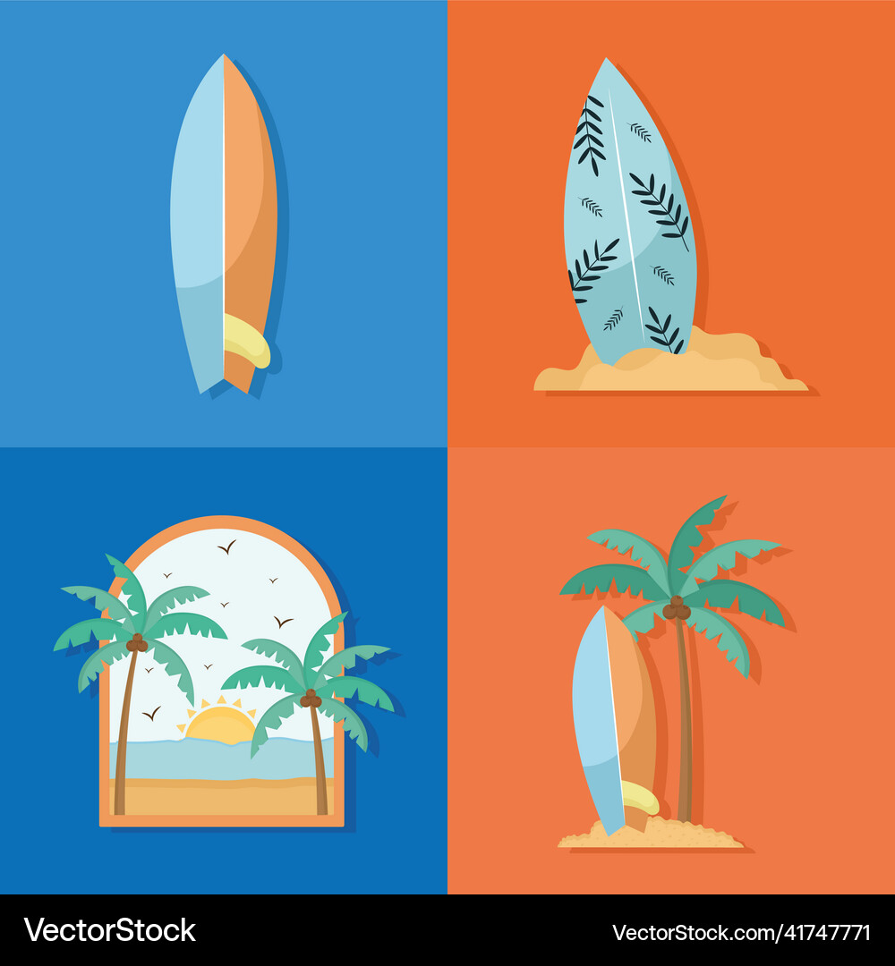Four surf Royalty Free Vector Image - VectorStock