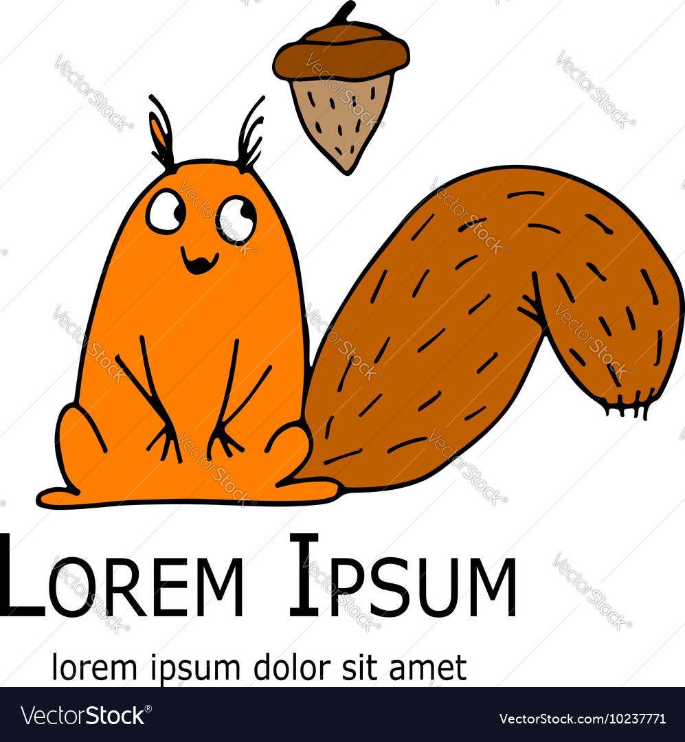 Funny squirrel with nut for your design