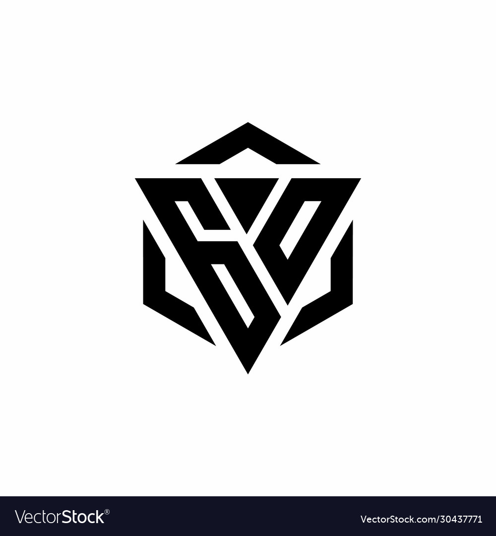 Go logo monogram with triangle and hexagon modern