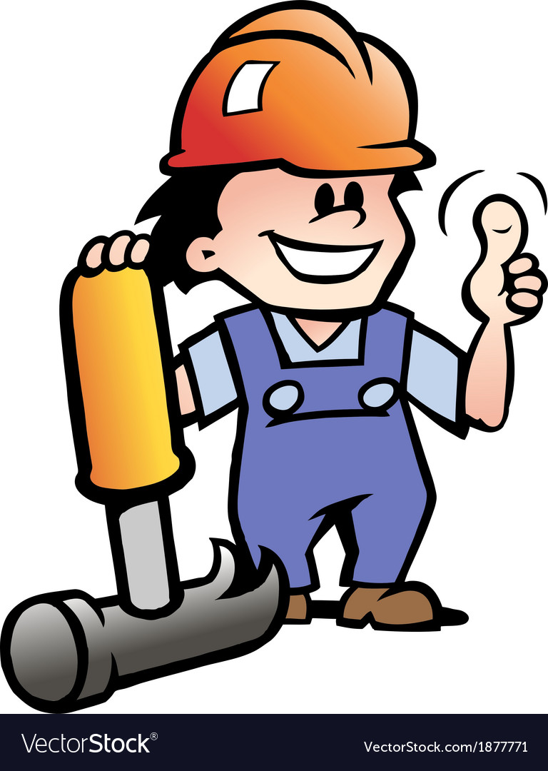 Hand-drawn of an happy mechanic or handyman