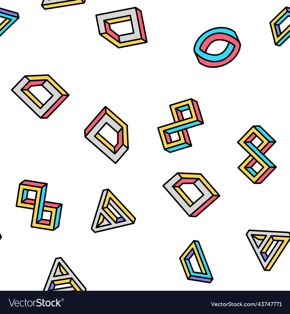 Impossible geometric shape seamless pattern vector image Impossible geometric shape seamless pattern