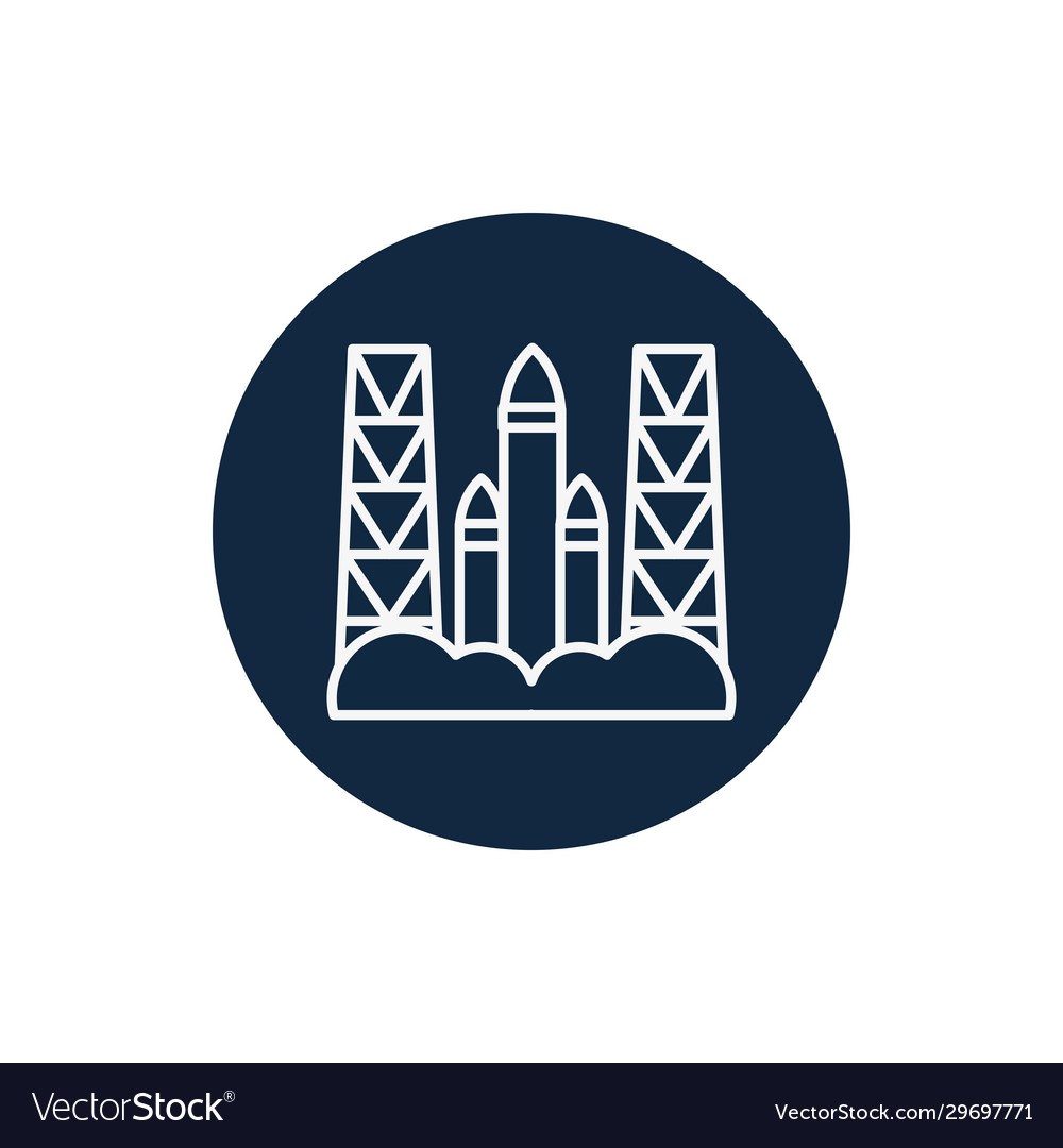 Isolated rocket line block style icon vector image Isolated rocket line block style icon