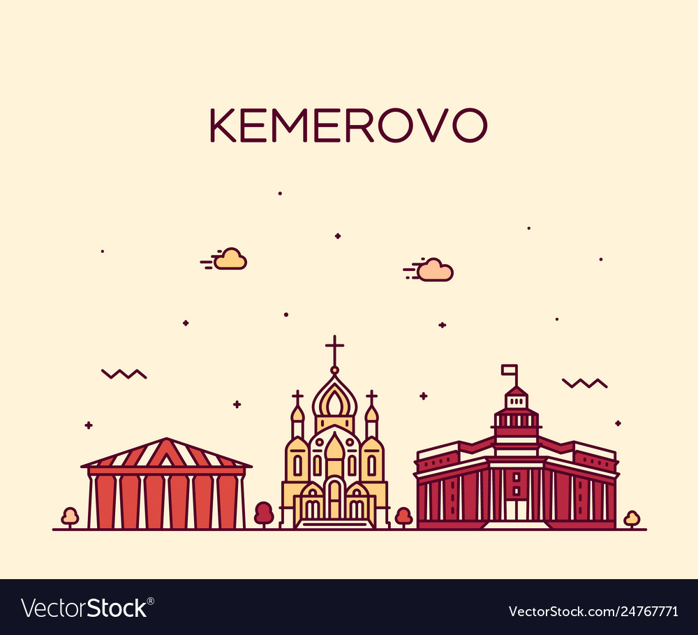 Kemerovo skyline russia linear style city Vector Image