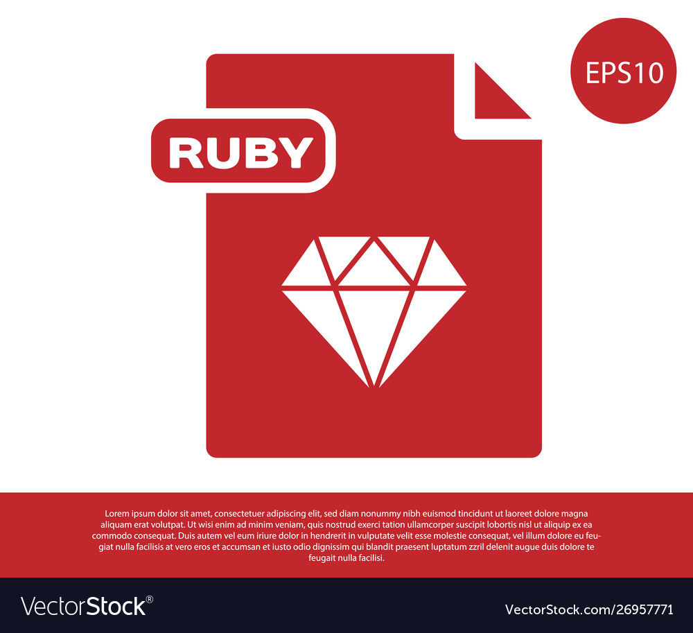 Red ruby file document download button icon vector image Red ruby file document download button icon