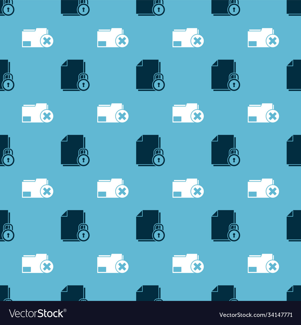 Set document and lock delete folder vector image Set document and lock delete folder