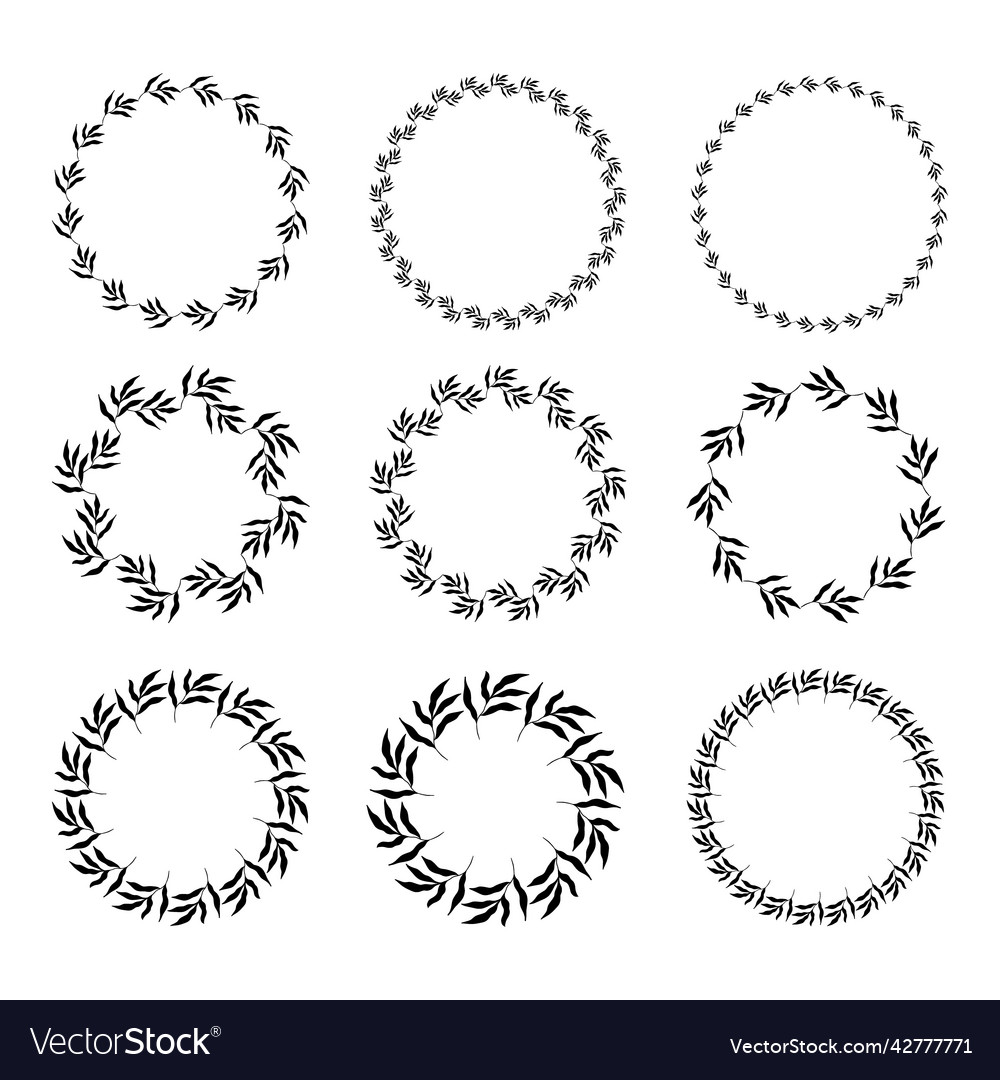 Set of circle botanical frames vector image Set of circle botanical frames