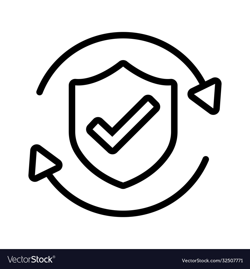 Shield secure and check symbol arrows line