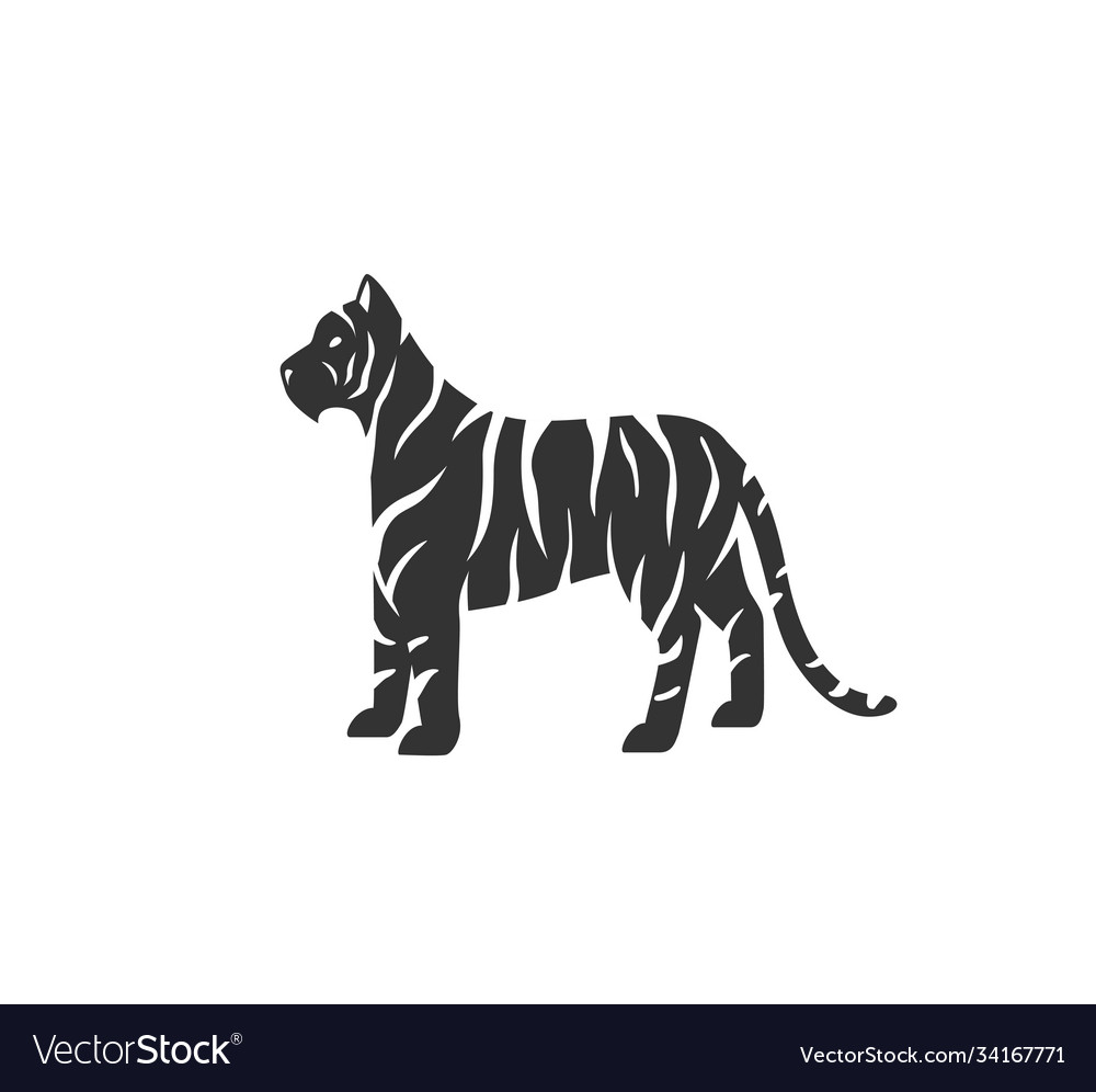 Tiger silhouette black and Royalty Free Vector Image