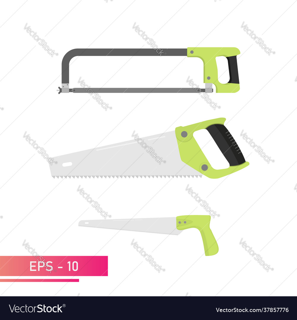 A set hacksaws for carpenter hacksaw vector image A set hacksaws for carpenter hacksaw