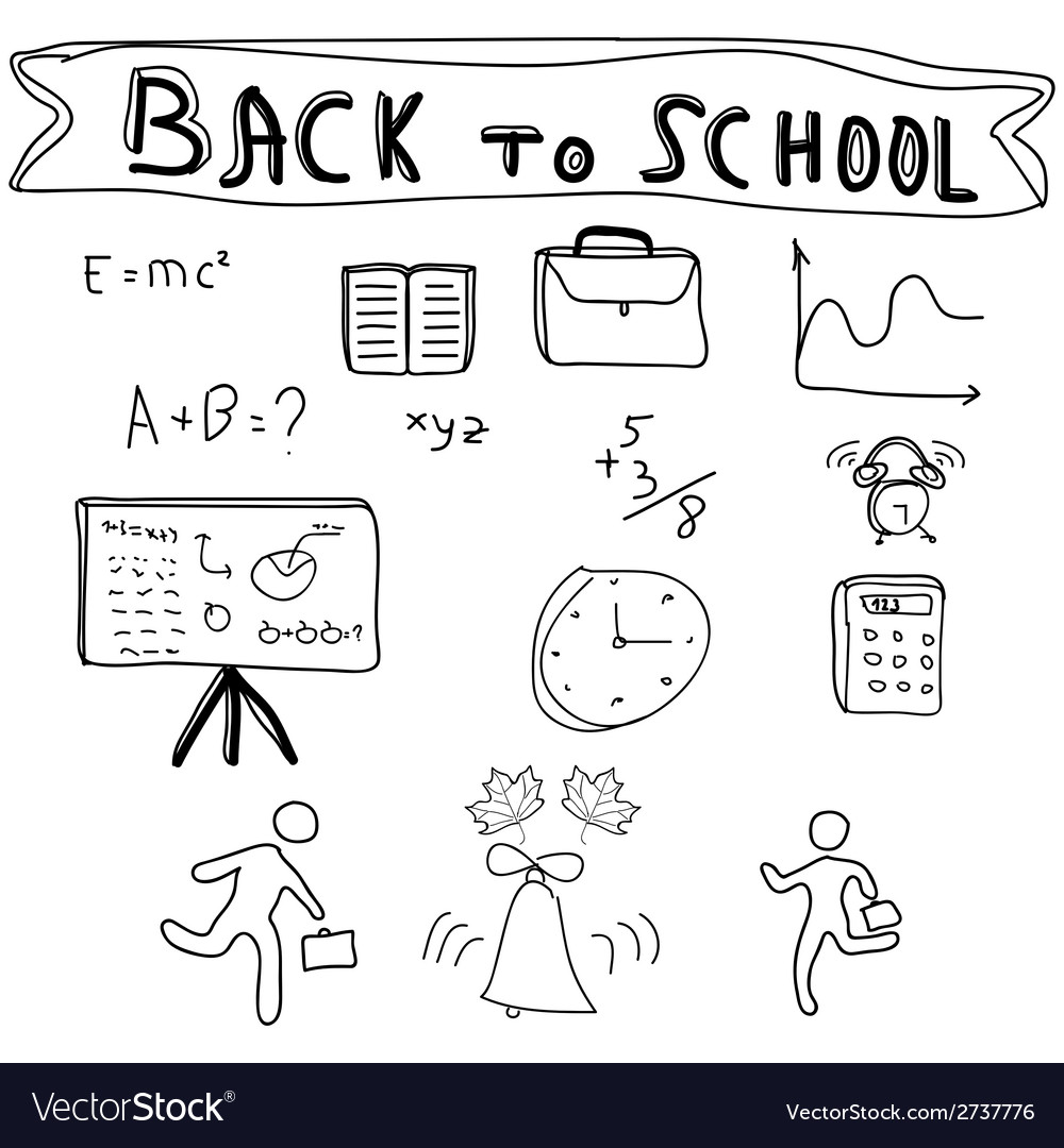 Back to school supplies sketchy doodles
